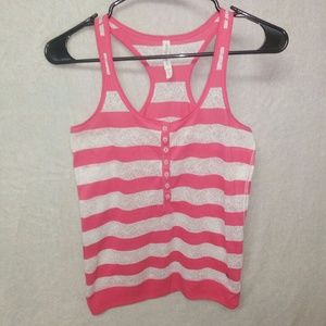 Aeropostale Pink and White Racerback Tank top